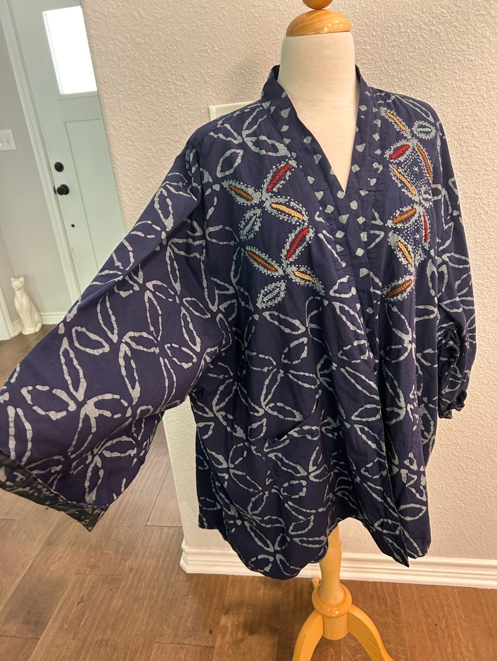 Marketplace handwork of India embroidered open front cardigan kimono 4X